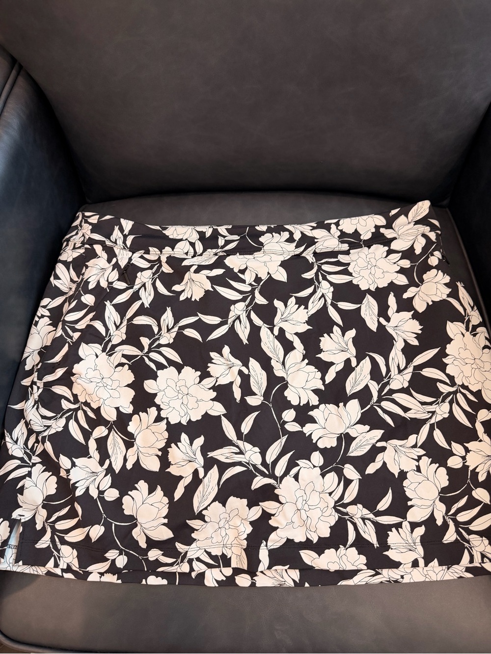 Tommy Bahama Black Mini Skirt with Cream Floral Print